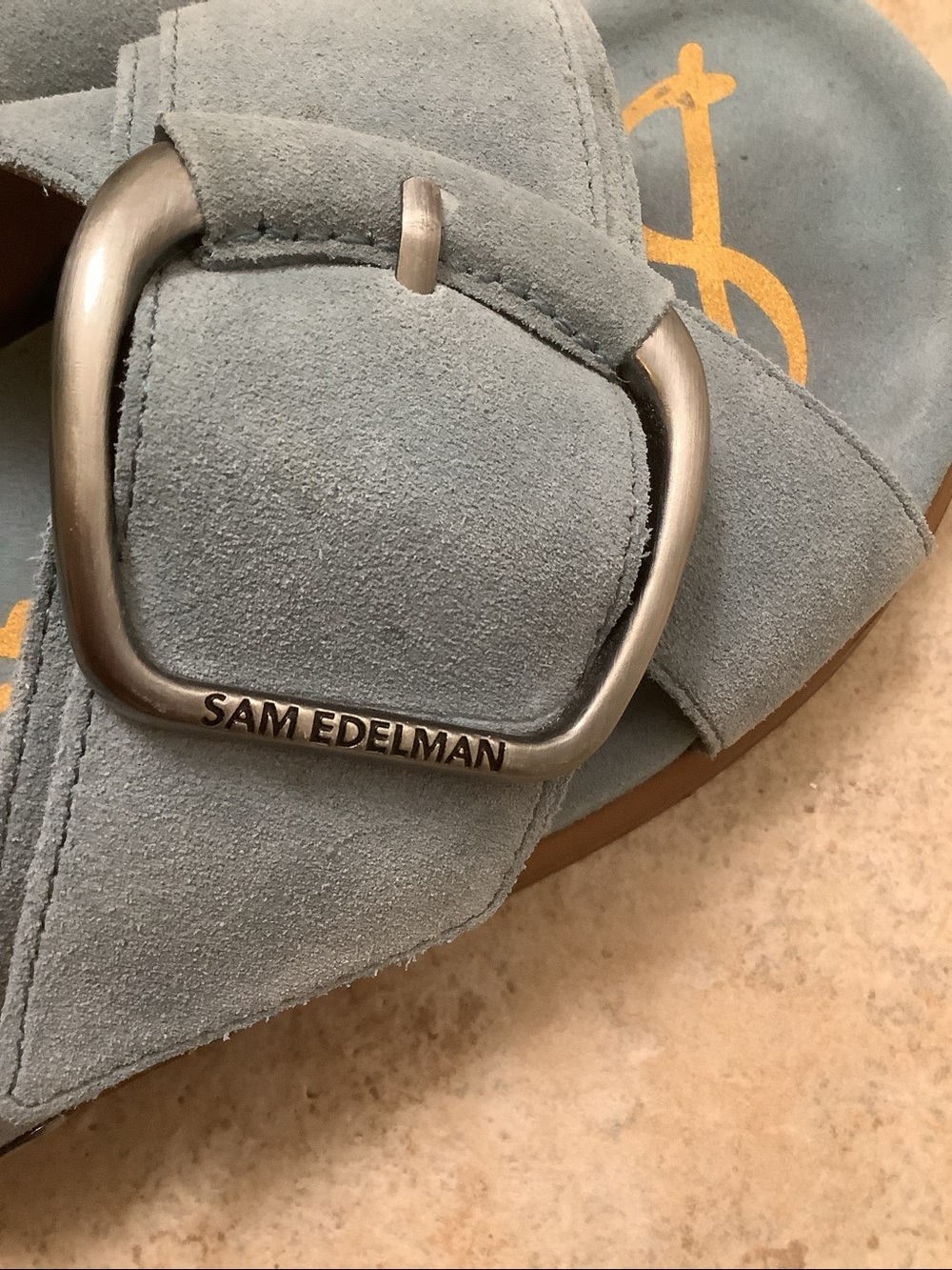 Sam Edelman blue suede comfort slides sandals, size 8 - Picture 2 of 6